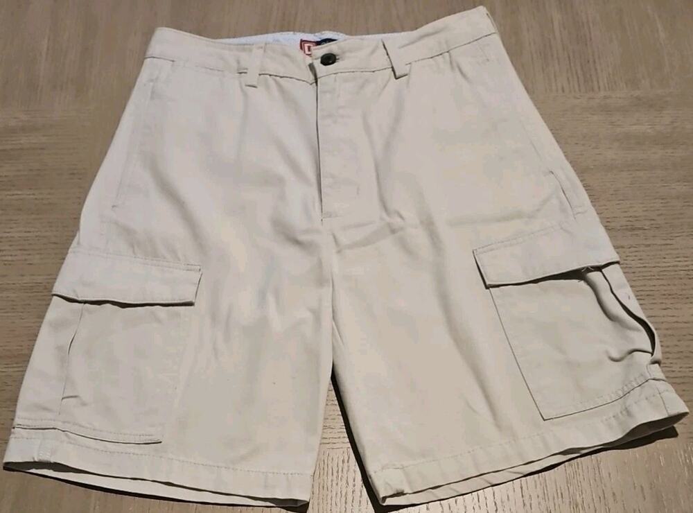 Chaps Cargo Shorts Mens Size 30X9.5 Beige Khaki Cotton Pockets